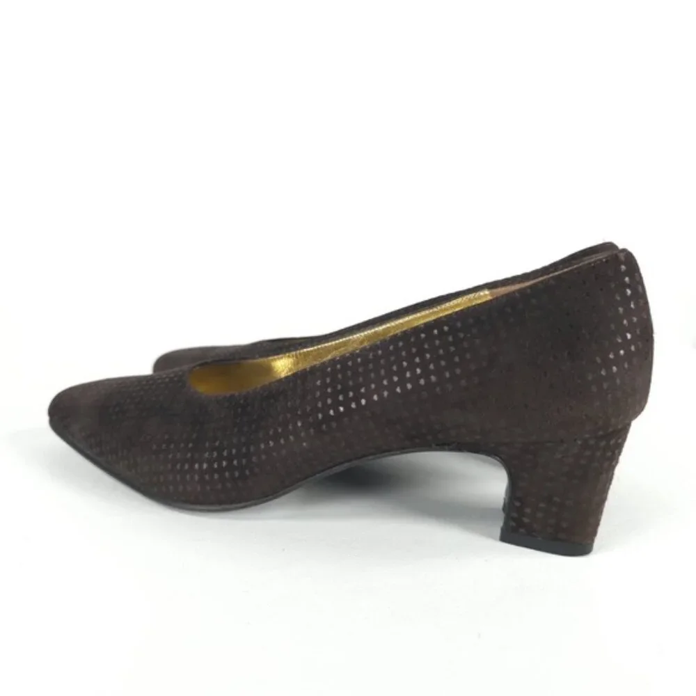 ESCADA MADE IN ITALY 🇮🇹 LEATHER VERO CUOIO Block Heels Designer Size 8AA‎